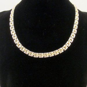 Unique Vintage Italian 925 Silver with Gold Vermeil Accent Choker/Necklace